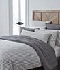 Color:Pewter - Image 1 - Simplicity Duo Cotton & Linen Solid & Striped Fringed Reversible Comforter