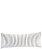 Southern Living Simplicity Duo Cotton & Linen Solid & Striped Fringed Reversible Pillow, Color:Pewter - Image 1