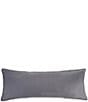 Southern Living Simplicity Duo Cotton & Linen Solid & Striped Fringed Reversible Pillow, Color:Pewter - Image 2