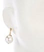 Southern Living Small Hoop Cotton Pearl Drop Earrings, Color:Gold/Pearl - Image 2