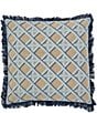 Color:Multi - Image 1 - Spring Collection Embroidered Cane Trellis Square Pillow