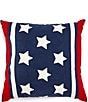 Color:Multi - Image 1 - Summer Shop Collection Indoor/Outdoor Star & Stripes Embroidered Reversible Throw Pillow