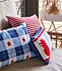 Color:Multi - Image 3 - Summer Shop Collection Indoor/Outdoor Star & Stripes Embroidered Reversible Throw Pillow