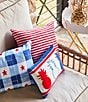 Color:Multi - Image 4 - Summer Shop Collection Indoor/Outdoor Star & Stripes Embroidered Reversible Throw Pillow