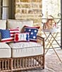 Color:Multi - Image 6 - Summer Shop Collection Indoor/Outdoor Star & Stripes Embroidered Reversible Throw Pillow