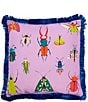 Southern Living Summer Shop Collection Insect Indoor/Outdoor Fringe Trim Pillow, Color:Purple/Multi - Image 1