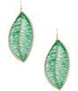 Southern Living Thread Wrapped Leaf Finding Resort Novelty Drop Earrings, Color:Gold/Green - Image 1