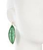 Southern Living Thread Wrapped Leaf Finding Resort Novelty Drop Earrings, Color:Gold/Green - Image 2