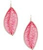 Southern Living Thread Wrapped Leaf Finding Resort Novelty Drop Earrings, Color:Gold/Pink - Image 1