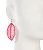 Southern Living Thread Wrapped Leaf Finding Resort Novelty Drop Earrings, Color:Gold/Pink - Image 2