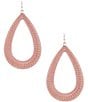 Color:Pink/Gold - Image 1 - Thread Wrapped Open Teardrop Drop Earrings