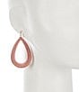 Color:Pink/Gold - Image 2 - Thread Wrapped Open Teardrop Drop Earrings