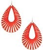 Color:Red - Image 1 - Thread Wrapped Teardrop Drop Earrings