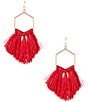 Southern Living Triangular Wire Red Thread Multi Tassel Drop Earrings, Color:Gold/Red - Image 1