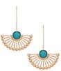 Southern Living Turquoise Open Metal Fan Resort Drop Earrings - Image 1