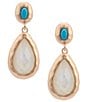 Southern Living Turquoise Oval Stud White Shell Epoxy Teardrop Earrings - Image 1