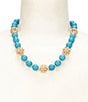 Southern Living Turquoise Reconstituted Scroll Open Metal Bead Collar Necklace - Image 2