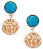Southern Living Turquoise Reconstituted Stud Open Scroll Bead Drop Earrings - Image 1