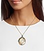Southern Living Turquoise Teardrop White Shell Epoxy Hammered Short Pendant Necklace - Image 1