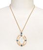 Southern Living Turquoise Teardrop White Shell Epoxy Hammered Short Pendant Necklace - Image 2