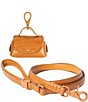 Color:Caramel - Image 1 - Vegan Croco Leather Leash with Waste Bag Carrier