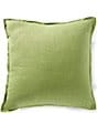 Southern Living Velvet & Linen Dual Color Reversible Oversize Square Pillow, Color:Tendril/Dusk Blue - Image 2