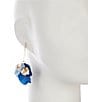 Southern Living Wavy Metal Flower Petal Statement Drop Earrings, Color:Gold/Navy - Image 2