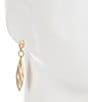 Color:Gold - Image 2 - Wavy Textured Large Navette Metal Drop Earrings