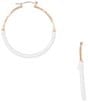 Southern Living White Cord Wrapped Textured Wire Hoop Earrings, Color:Gold/White - Image 1