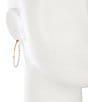 Southern Living White Cord Wrapped Textured Wire Hoop Earrings, Color:Gold/White - Image 2
