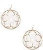 Southern Living White Raffia Wrapped Flower Round Orbital Drop Earrings, Color:Gold/White - Image 1