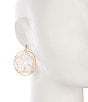 Southern Living White Raffia Wrapped Flower Round Orbital Drop Earrings, Color:Gold/White - Image 2