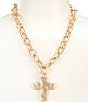 Southern Living Wobbly Metal Cross Short Pendant Chain Necklace, Color:Gold - Image 1