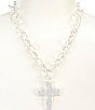 Southern Living Wobbly Metal Cross Short Pendant Chain Necklace, Color:Silver - Image 1