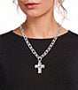 Southern Living Wobbly Cross Short Statement Pendant Chunky Chain Necklace - Image 2