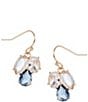 Southern Living x Borrowed & Blue Crystal CZ, Montana, & Light Sapphire Stone Cluster Drop Earrings - Image 1