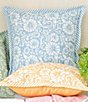 Color:Cerulean Blue - Image 1 - x Nellie Howard Ossi Collection Indoor/Outdoor Floral Flanged Pillow
