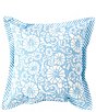 Color:Cerulean Blue - Image 2 - x Nellie Howard Ossi Collection Indoor/Outdoor Floral Flanged Pillow
