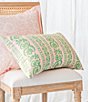 Color:Pink/Green - Image 1 - x Nellie Howard Ossi Collection Indoor/Outdoor Floral Stripe Pillow