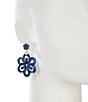 Southern Living Southern Pearlized Resin Double Flower Statement Drop Earrings, Color:Gold/Navy - Image 2