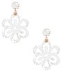 Southern Living Southern Pearlized Resin Double Flower Statement Drop Earrings, Color:Gold/White - Image 1