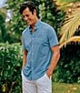 Color:Coronet Blue - Image 2 - Brrr° Intercoastal Retro Geo Woven Short Sleeve Sport Shirt