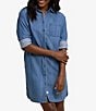 Color:Medium Wash Indigo - Image 1 - Cam Denim Button Front Shirt Dress