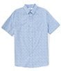 Color:Clearwater Blue - Image 1 - Intercoastal Performance Stretch Forget A-Boat It Short Sleeve Woven Shirt