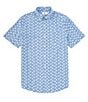 Color:Heather Clearwater Blue - Image 1 - Intercoastal Performance Stretch Heather Skipping Jacks Short Sleeve Woven Shirt
