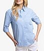 Color:Blue Fin - Image 1 - Katherine Long Sleeve Button Front Poplin Shirt