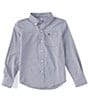 Color:True Navy - Image 1 - Little/Big Boys 4-16 Long Sleeve Intercoastal Mini-Gingham Shirt