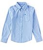 Color:Cobalt Blue - Image 1 - Little/Big Boys 4-16 Long Sleeve Intercoastal Mini-Gingham Shirt