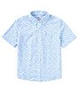 Color:Clearwater Blue - Image 1 - Little/Big Boys 4-16 Short Sleeve 'Forget A-Boat It' Button Front Shirt
