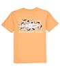 Color:Salmon Bluff Orange - Image 1 - Little/Big Boys 4-16 Short Sleeve Yachts Of Sharks Graphic T-Shirt